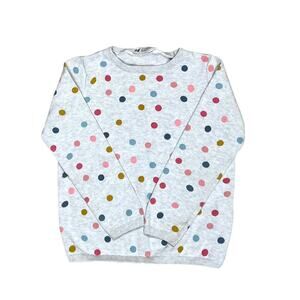 H&M Girls Gray Knit Polka Dot Crewneck Sweater 4-6Y